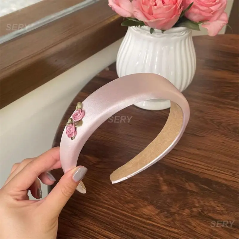 Headwear Flowers Chiffon Headband Hair Accessories Headband Hair Satin Flower Headband Hair Band Wide-brimmed Headband