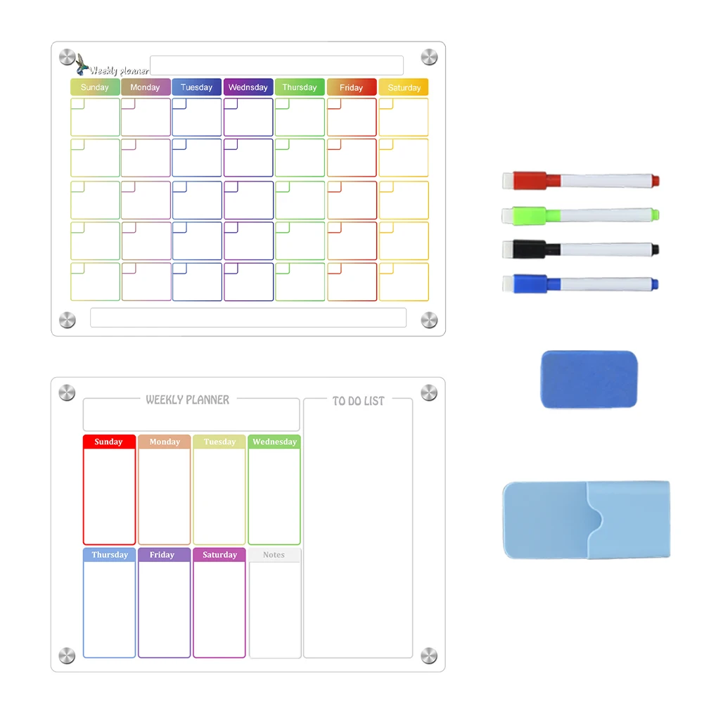 home Magnetic Acrylic Board for Refrigerator Daily Weekly Monthly Planner Marker Board Dry Erase Magnetic Calendar Memo Board