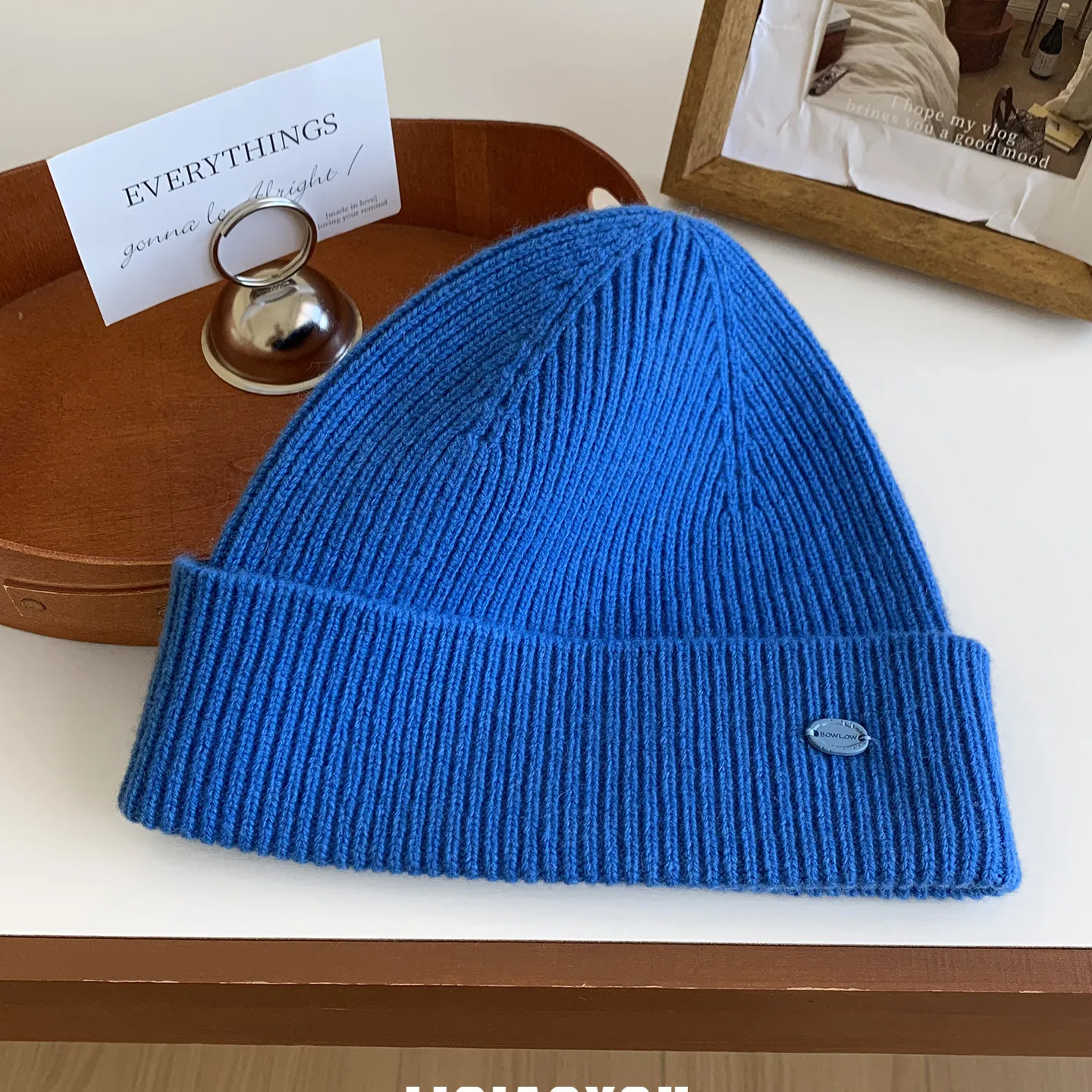 Adults 100% Australian Wool Beanie Hat Ribbed Cuff Knit Beige Brown Red Light Blue Dark White Women Warm Cozy Daily Wear Classic