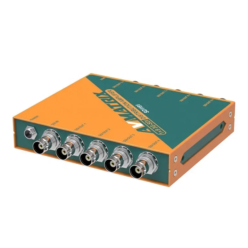 ตัวแยกสัญญาณภาพและเสียง Avmatrix SD1191 1 อินพุต 9 เอาต์พุต ความละเอียด 1080p รองรับสัญญาณเสียงและวิดีโอ SD HD 3G-SDI ตัวขยายสัญญาณแบบกระจาย วัสดุโลหะ