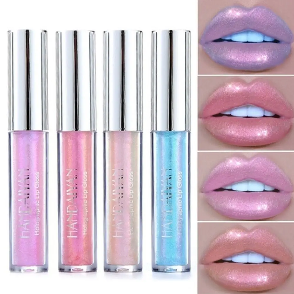 Polarized light Pearlescent Lip Gloss Tube Dazzling Mirror Fine Shiny Glitter Liquid Lipstick Long Lasting Non-Sticky Cup