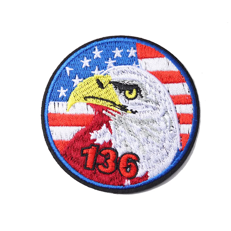 Round American Eagle Size: 8.1x8.1cmEmbroidery Patches for T-shirt Iron on Stripes Appliques Clothes Stickers Clothing Badges