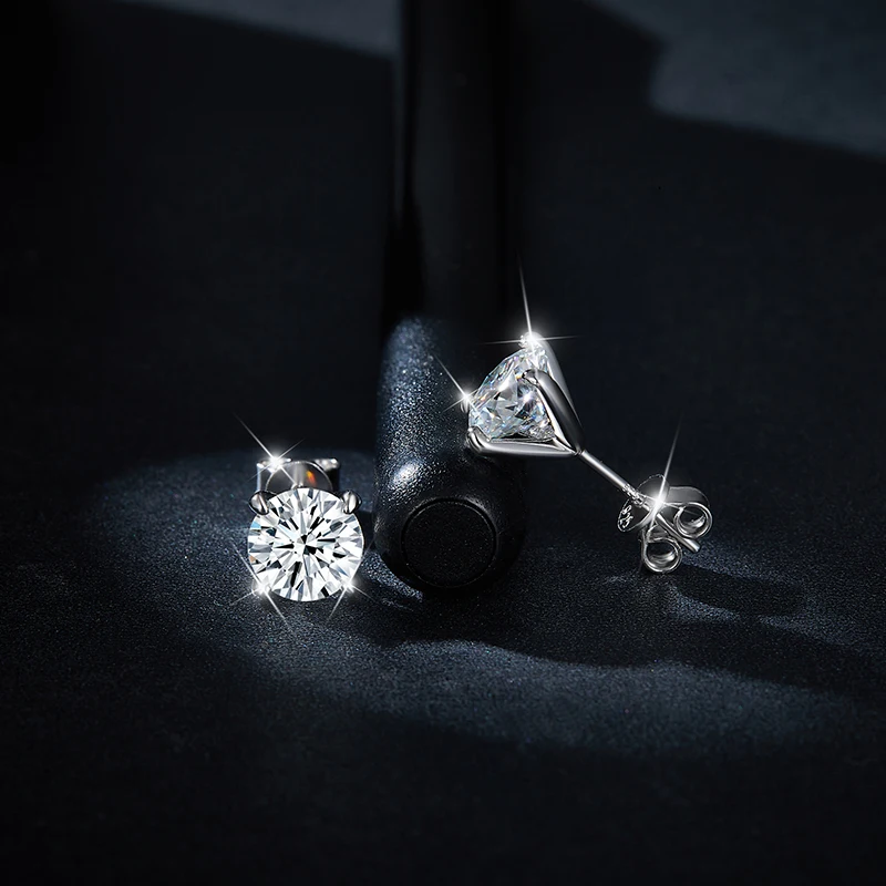 Podążaj za chmurą 3.0 karat 9.0mm Moissanite kolczyki dla kobiet 925 szterling srebrna śruba z powrotem błyszcząca biżuteria ślubna prezenty