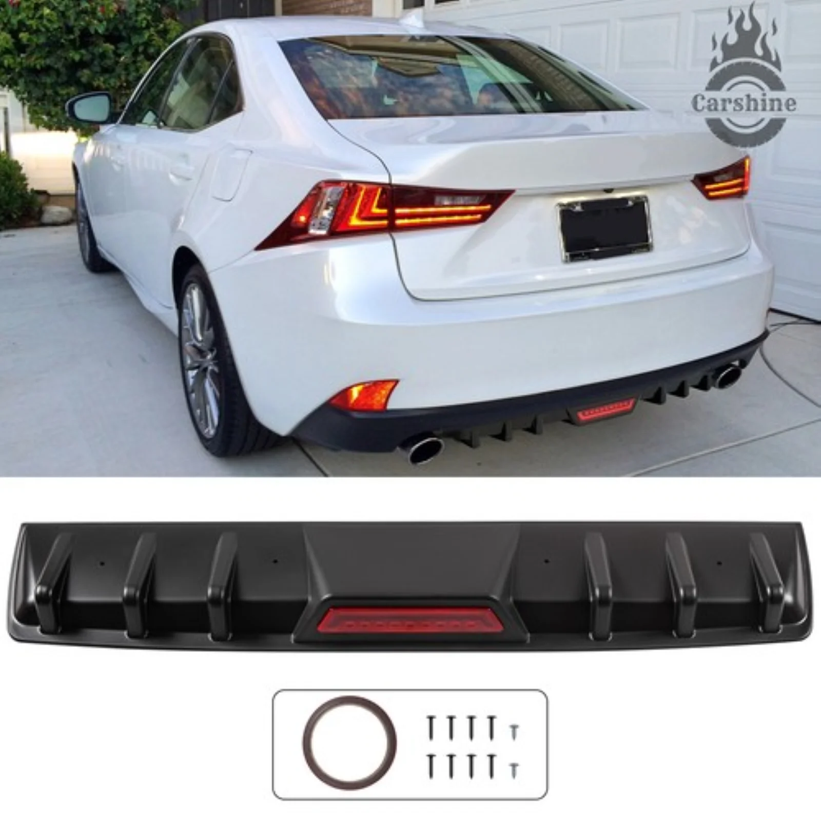 

Rear Bumper Diffuser Shark Fins Spoiler Matte Black For Lexus IS200t IS 250 300 350 F