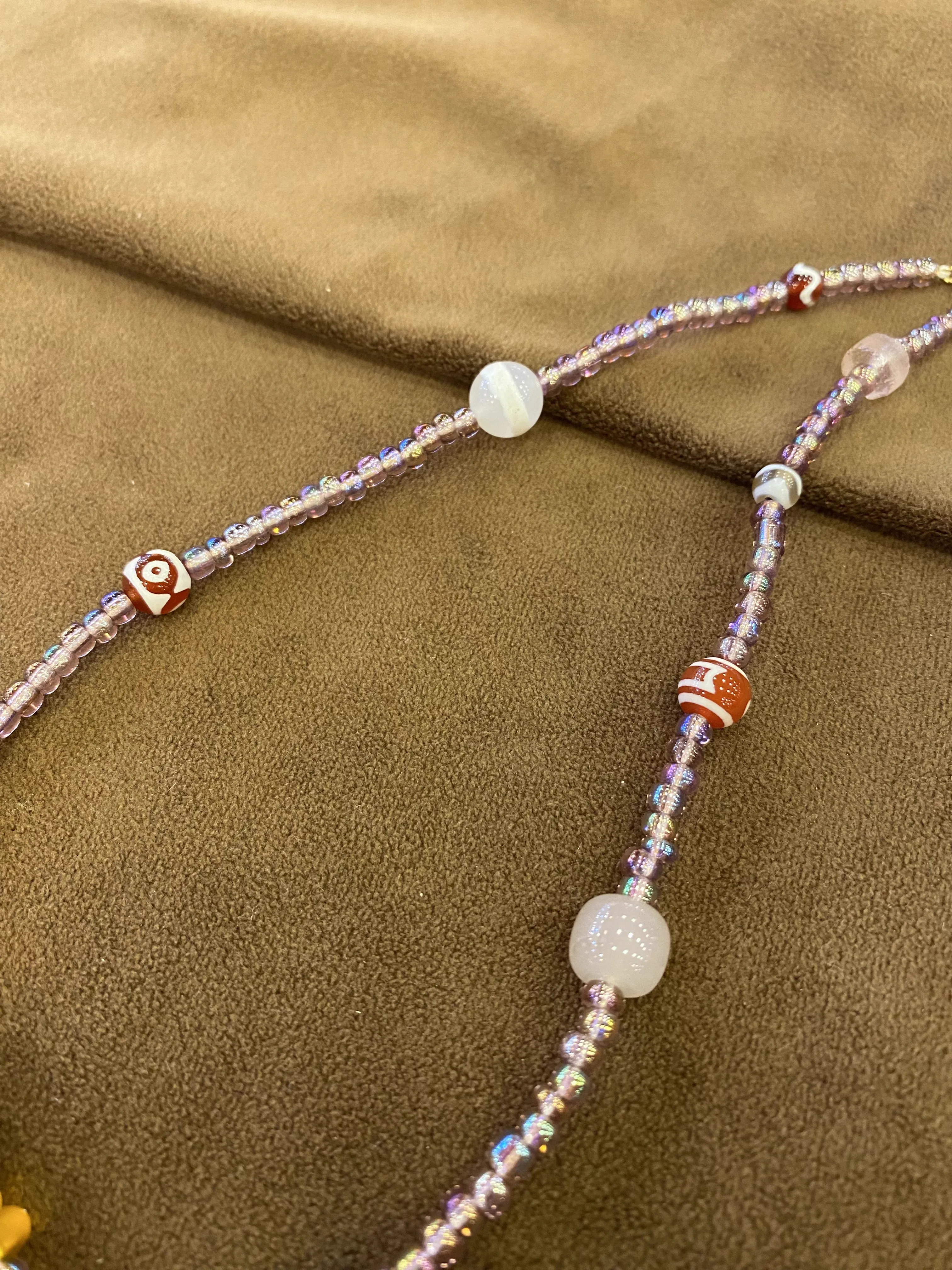 Purple Iridescent Beaded Necklace with Multi-Color Accents view 3