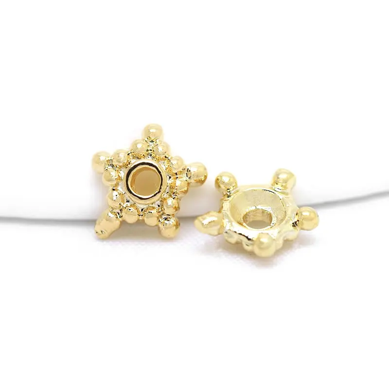 18K Gold Color Brass Snowflake Beads Caps High Quality Diy Accessories Jewellery Making Materials Rosediy Official Store