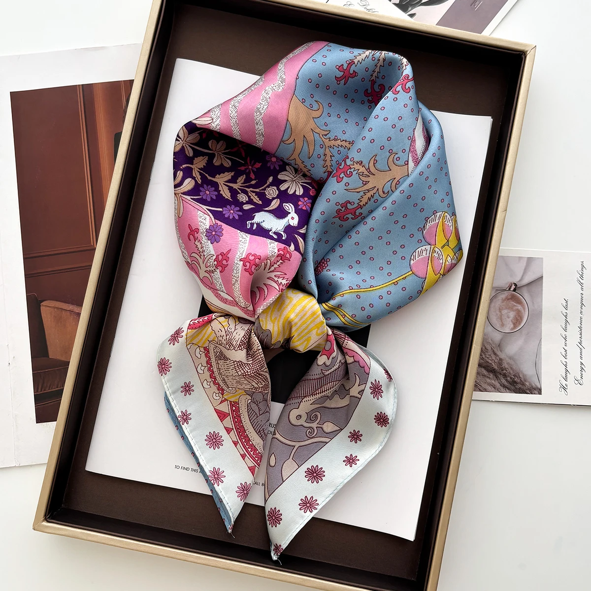 

1pcs Luxury 70cm Silk Square Scarf For Women Elegant Bag Ribbon Headband Shawl Neckerchief Bandanas Neck Scarves For Daily Wear