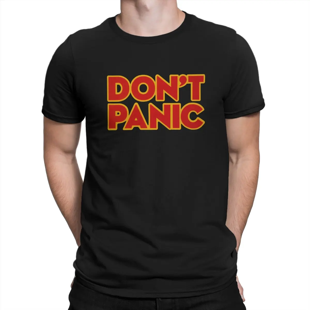 Don\'t Panic Retro Unique TShirt The Hitchhikers Guide To The Galaxy Film Leisure Polyester T Shirt Summer T-shirt For Men Women