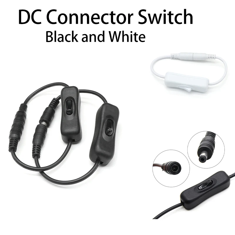 

2/5/10pcs Inline 304 Switch On Off with Female Male Power Cable DC Connector Switch for CCTV LED Strip Light 5.5x2.1mm 5V12V 24V
