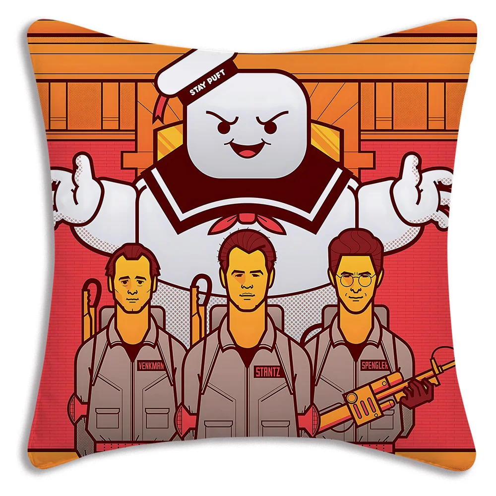 Movie Ghostbusters Pillow Covers Cartoon Sofa Decorative Home Double-sided Printing Short Plush Cute Cushion Cover