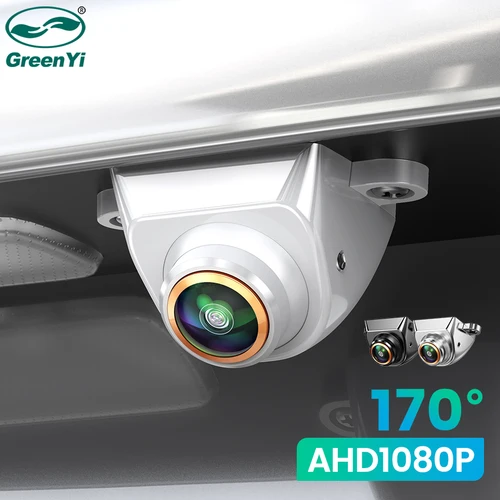 Imagen 1 del producto Cámara de visión trasera de coche GreenYi AHD 1080P 170 ° Ojo de pez lente dorada Full HD visión nocturna vehículo marcha atrás cámaras frontales de respaldo G999
