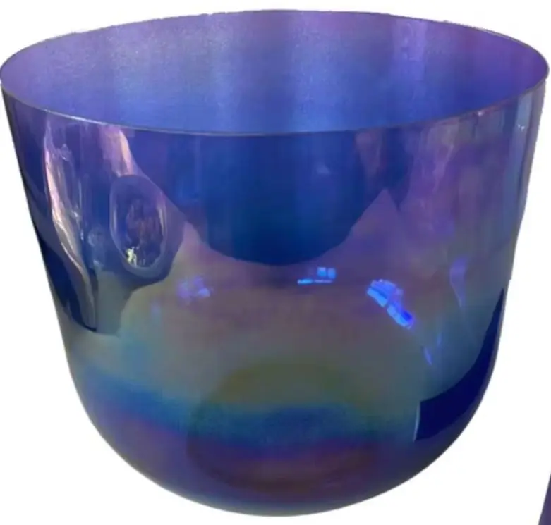 2nd octave 432Hz perfect A note Third Eye chakra or A# note Pineal chakra magic blue&purple crystal singing bowl about 8.75