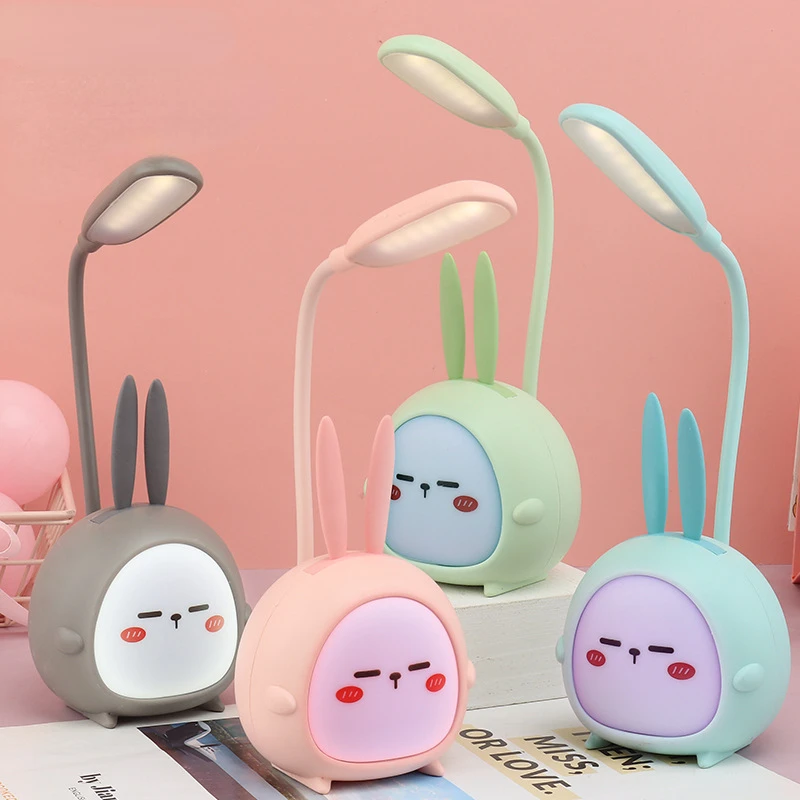 LED Night Light Cute Cartoon Desk Lamp Eye Protection USB Rechargeable Table Lamp Kawaii Kids Gift Colorful Book Reading Lamp