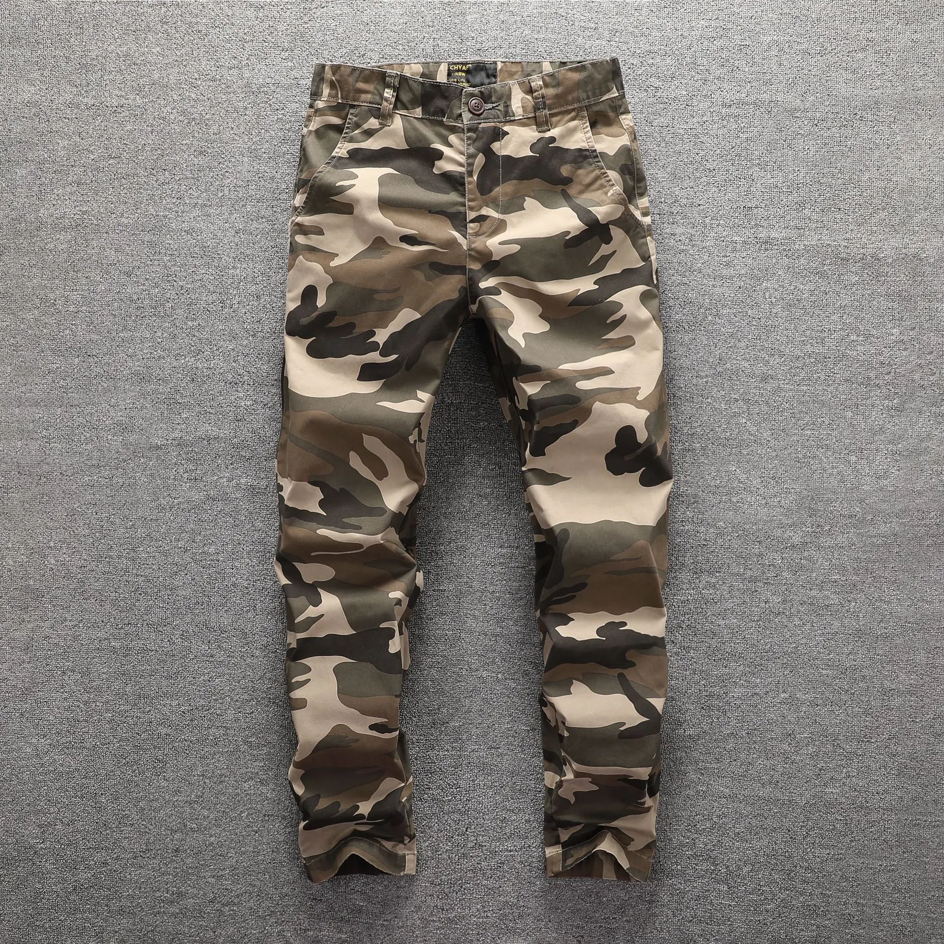 Cotton Men's Causal Pants Straight Camouflage Solid Tactical Pants Wear-resistant Breathable Streetwear Men Clothing Oversized