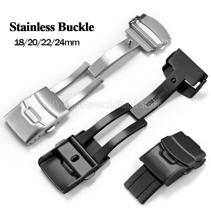 18mm 20mm 22mm 24mm Stainless Steel Watch Buckle for Seiko for Omega Solid Folding Buckle Accessories Silver Black Strap Buckle