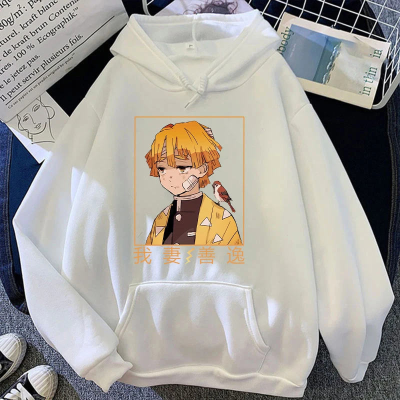 New Autumn And Winter Hoodies Anime Agatsuma Zenitsu Printed Hoodie Street Outdoor Hooded Hip Hop Sweatshirt For Women Men