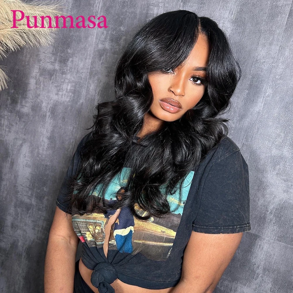 Punmasa 30 Inch Blue Body Wave 13x6 Human Hair Wig Transparent Lace Front Wigs for Black Women PrePlucked 200%  13X4 Frontal Wig