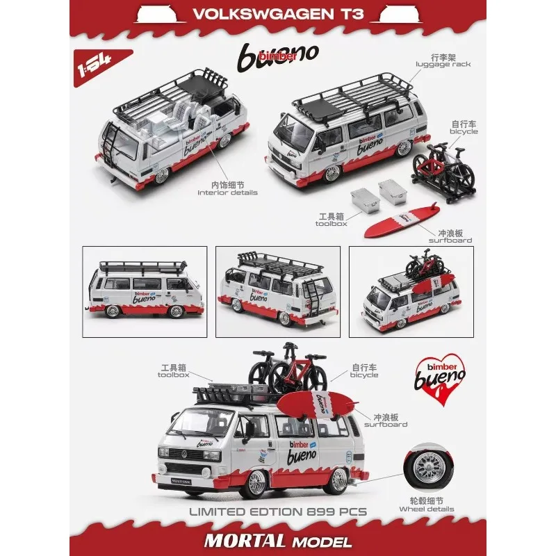 

Mortal 1:64 Volkswagen T3 Van Low Recumbent Surfboard Bike Travel Accessories Alloy Car Model