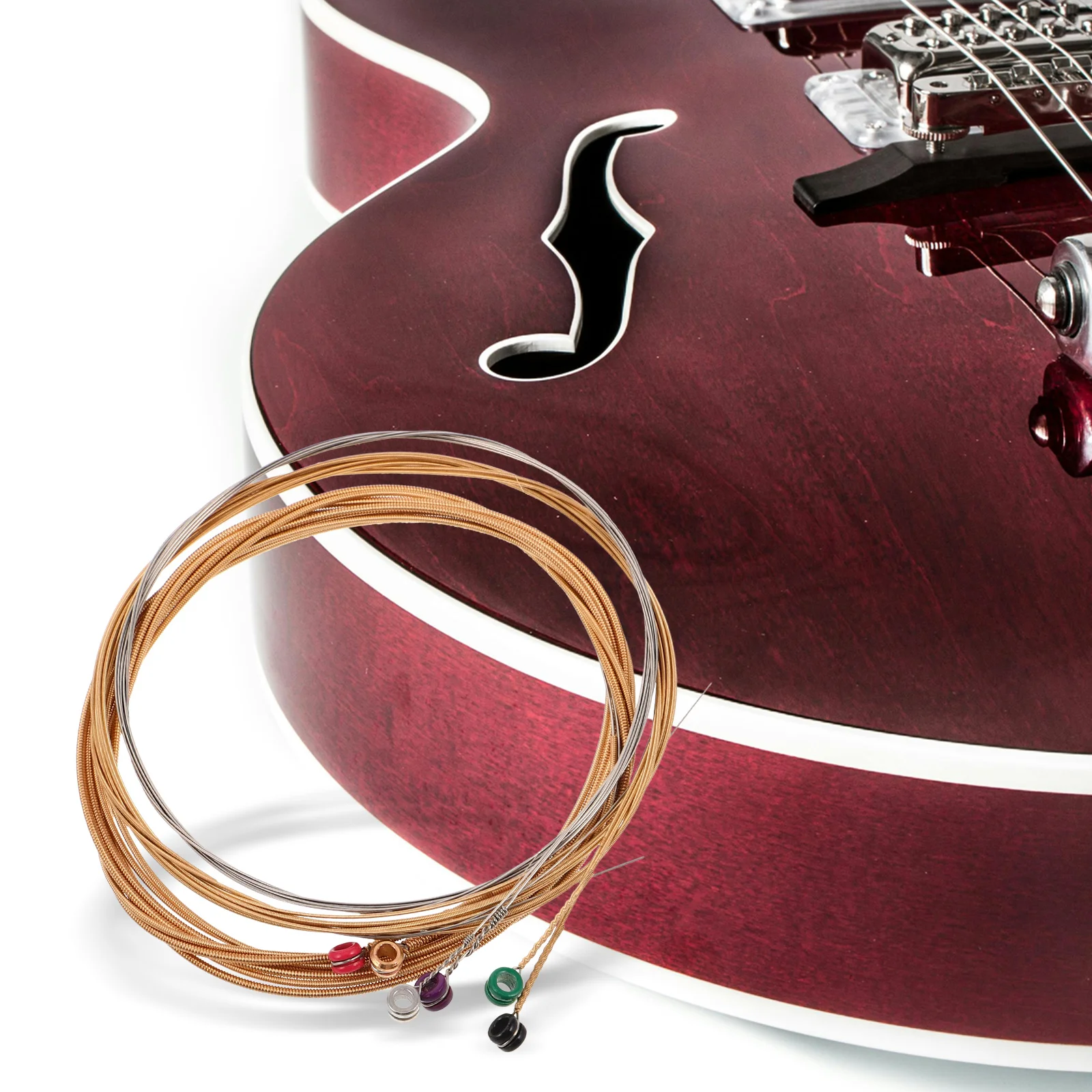 

6Pcs Folk Guitar Strings Set Acoustic Guitar Replacement Kit Sturdy Metal Strings for Beginners Professionals Music Instrument