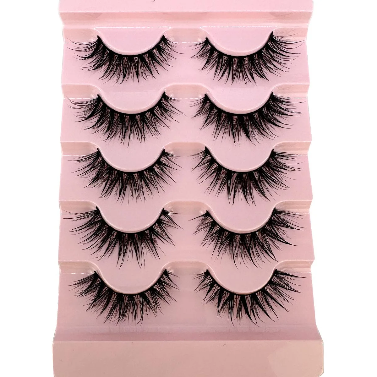 NEW 5Pairs Cosplay Anime Eyelashes Makeup Women Manga Lashes Dramatic Fairy Clusters False Lashes Wet Look Fake Lashes