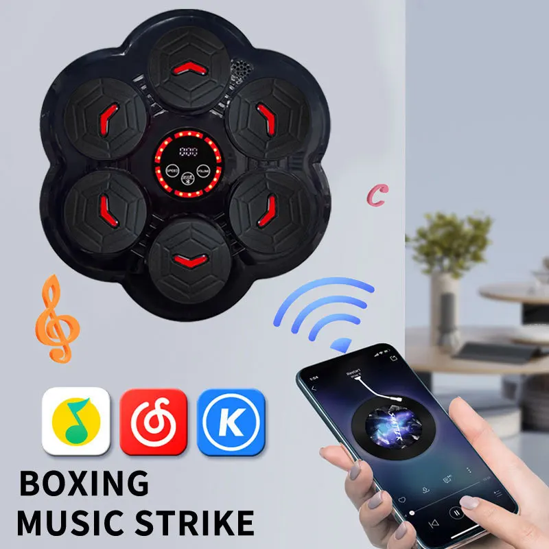 Reaction Practice Music Boxing Machine Smart Wall-Mount Target Adjustable Speed Bluetooth-Compatible For Kids Adults