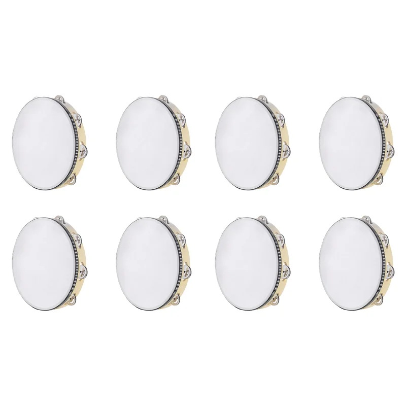Y67A-8X Tambourine For Adults 10 Inch Hand Held Drum Bell Birch Metal Jingles Percussion Gift Musical Educational Instrument