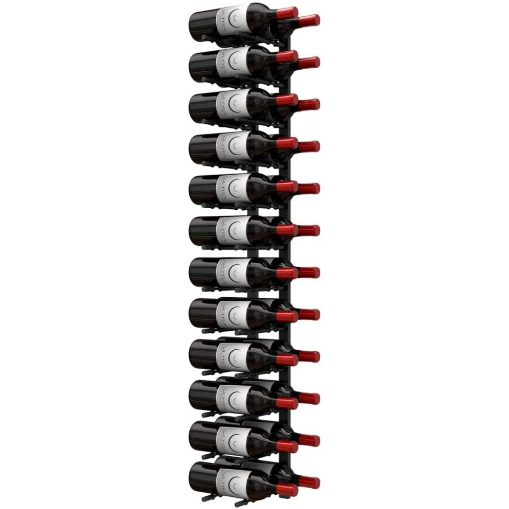 

Racks Wall Mounted Label-Out Wine Racks (4 Foot 2 Deep, Matte Black, 24 Wine Bottles) - Modern Metal Wine Storage