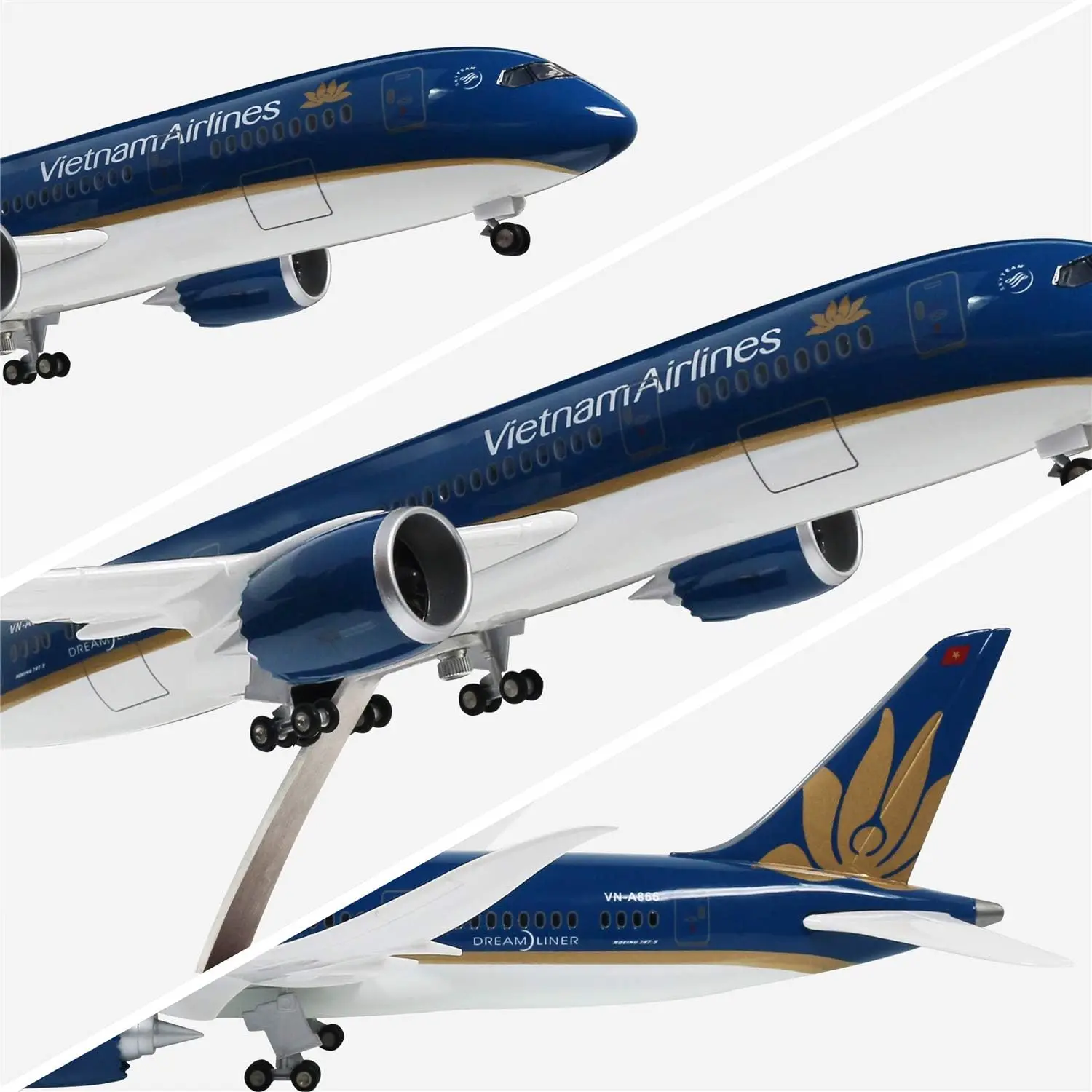 1/130 Scale 47CM Aircraft Model B787 Vietnam Airways With LED & Landing Gear Resin Plane Model Collection Gift Display