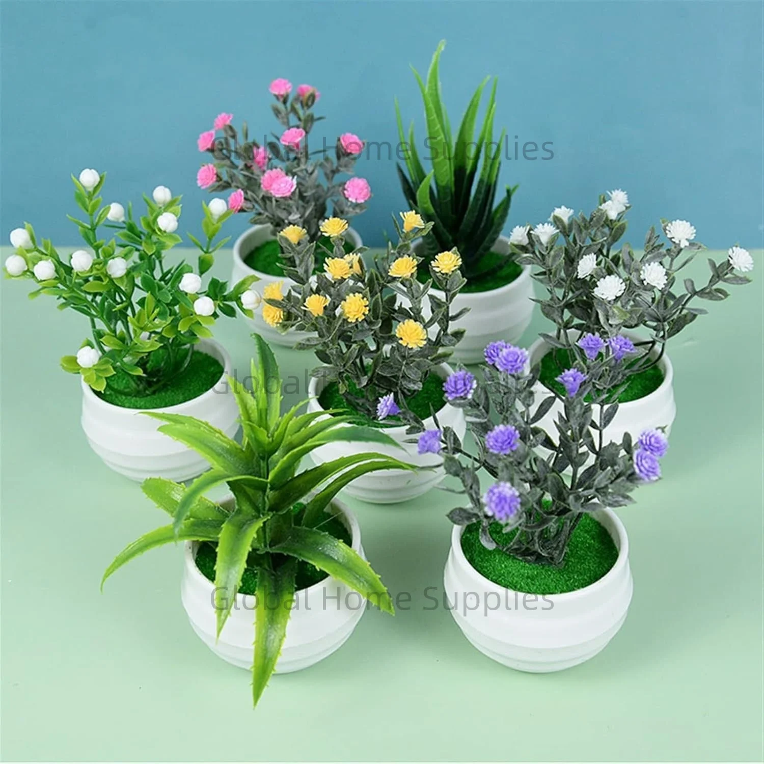 

Mini Artificial Plants Bonsai Small Simulated Tree Pot Grass Fake Flowers For Home Garden Office Table Room Decoration Ornaments