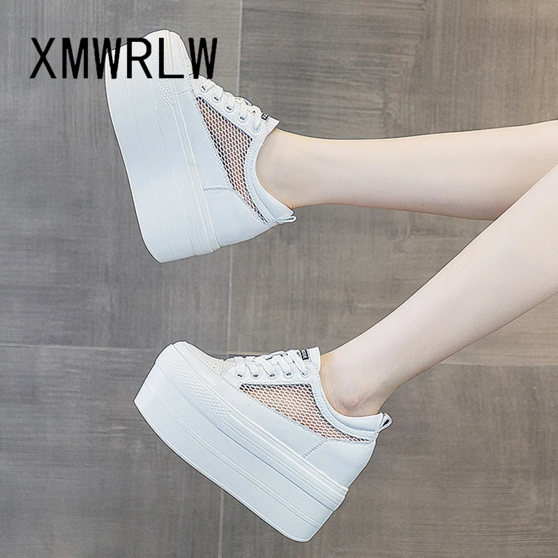XMWRLW Women's Platform Shoes Summer Breathable Mesh Female Shoes Fashion Thick Sole Women Summer Platform Genuine Leather Shoe image 4