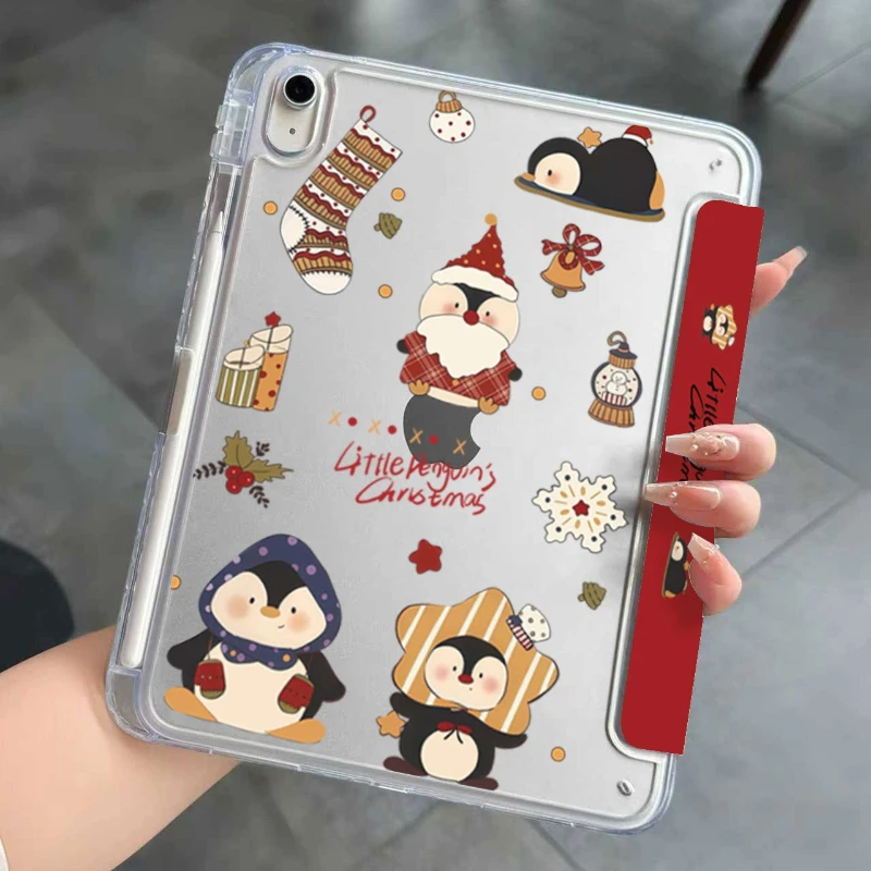 Lovely Penguin IPad 3/Y-Fold Tablet Cover for Ipad 11thA16 11in Pro 10.5 Air3 Air4/5 10.9in 10th Protector Case Christmas Gift