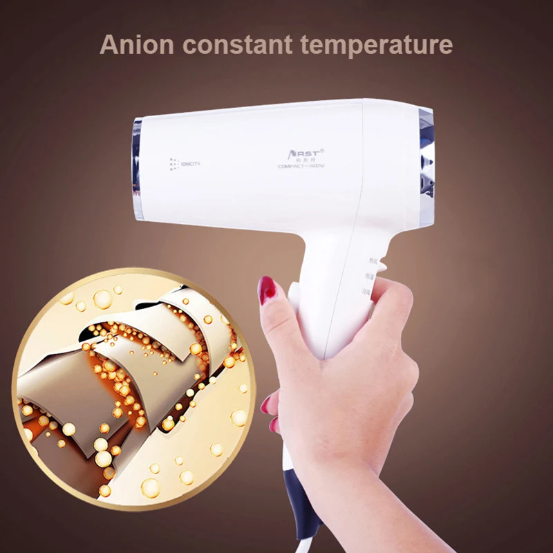 거치대 베이스 음이온 전기 헤어드라이어, 가정용 호텔 욕실용 3 단 기어 조절, 1600W 벽걸이 헤어드라이어