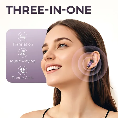 Imagen 2 del producto Auriculares con traductores en tiempo Real con pantalla táctil, 144 idiomas de traducción, Bluetooth 5,4, auriculares con cancelación de ruido