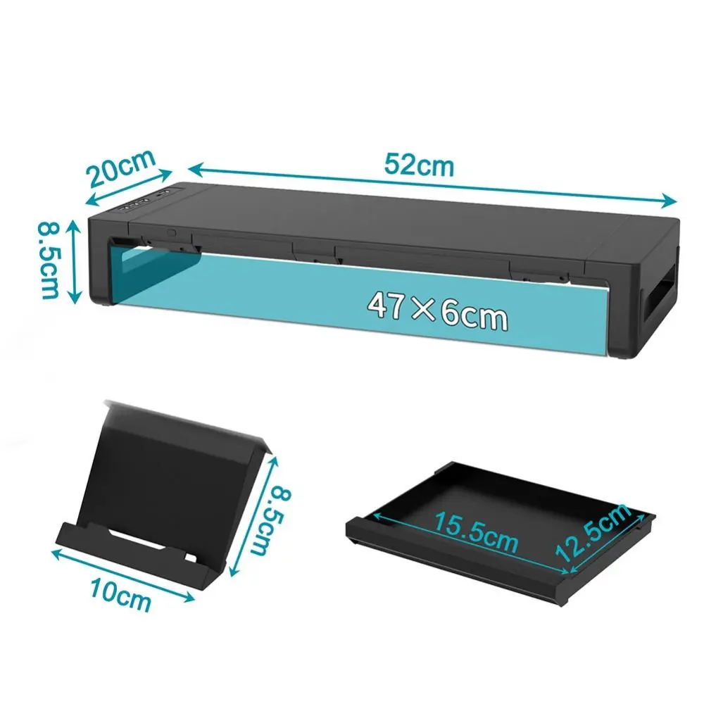 RGB Lights Monitor Stand Riser with USB USB 3.0 & 2.0 Hub Foldable Laptop Holder Ergonomic Phone Holder Computer Display Stand