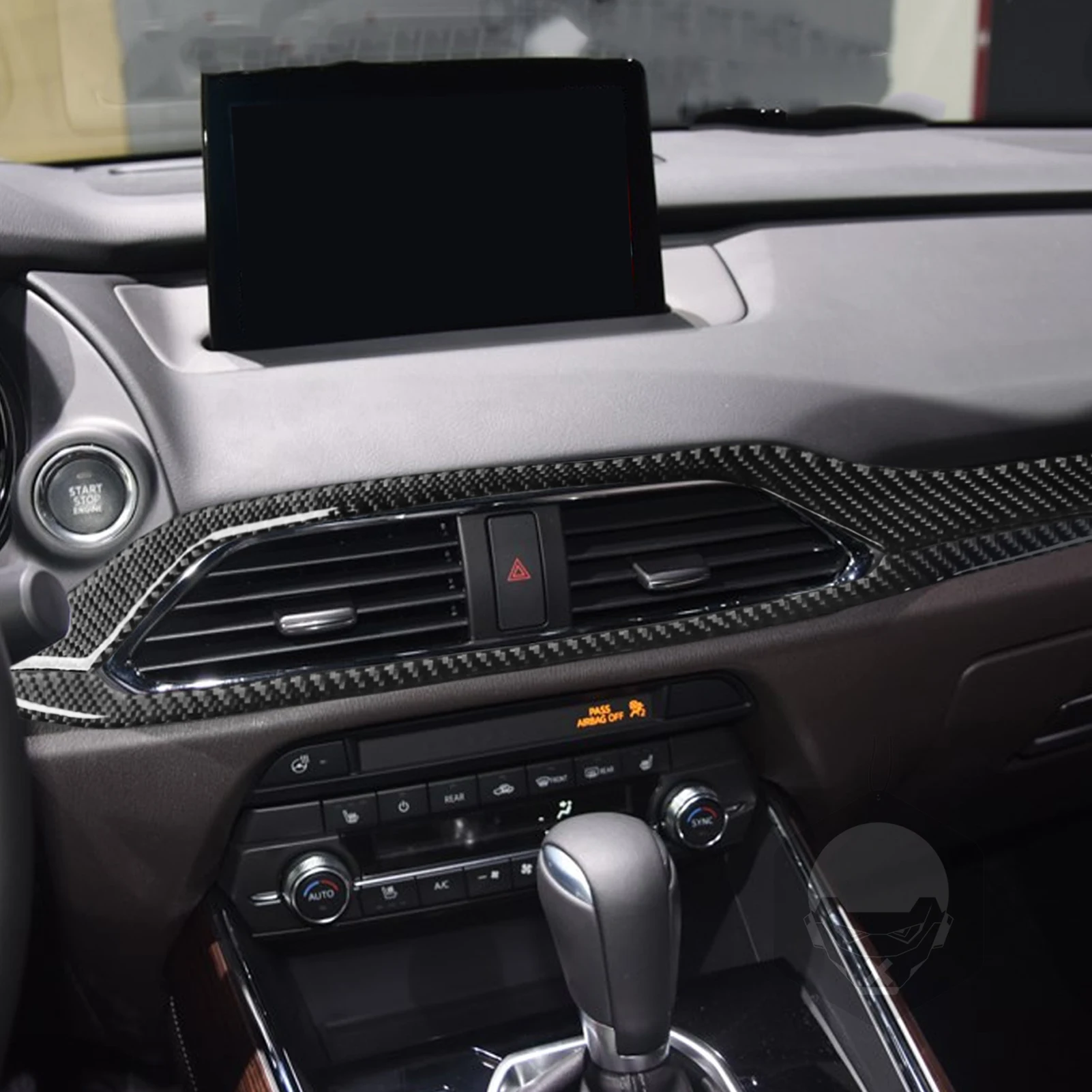 For Mazda CX9 CX-9 2016-2023 Real Carbon Fiber Gear Shift Air Outlet Window Lift Dashboard Set Car Interior Accessories  Sticker view 5