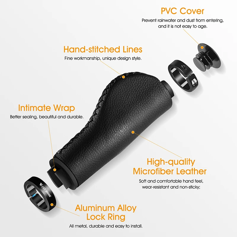 WEST BIKING Bicycle Handlebar Grips Anti-Slip Shockproof Handlebar Cover Soft TPR Leather Comfortable Sweat Proof Cycling Grips