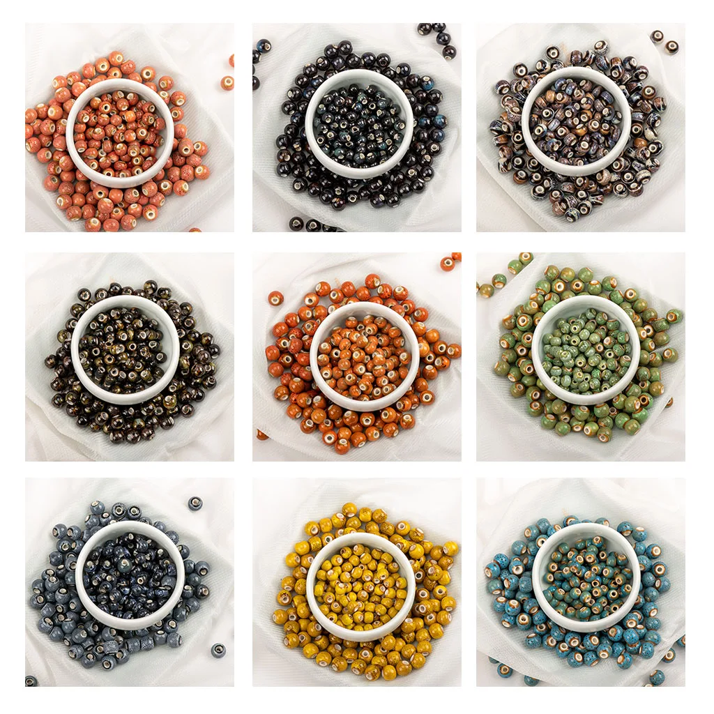 6# 8# 100pcs China Ceramic Colorful Beads Bandmade Procelain Bead For Jewelry Making #A507C