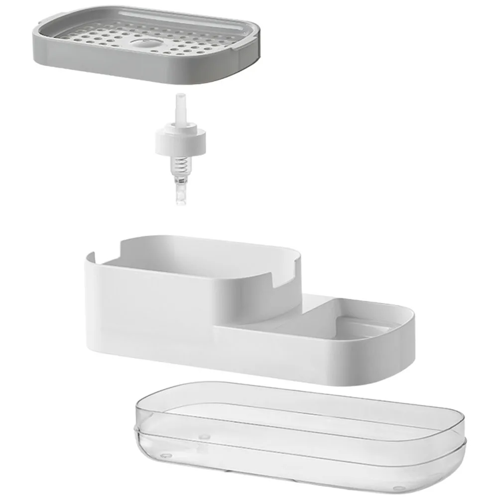 

Soap Dispenser Sponge Holder Kitchen Sink ABS Press Type Dishwashing Liquid Box Practical Household Kitchen Accessory