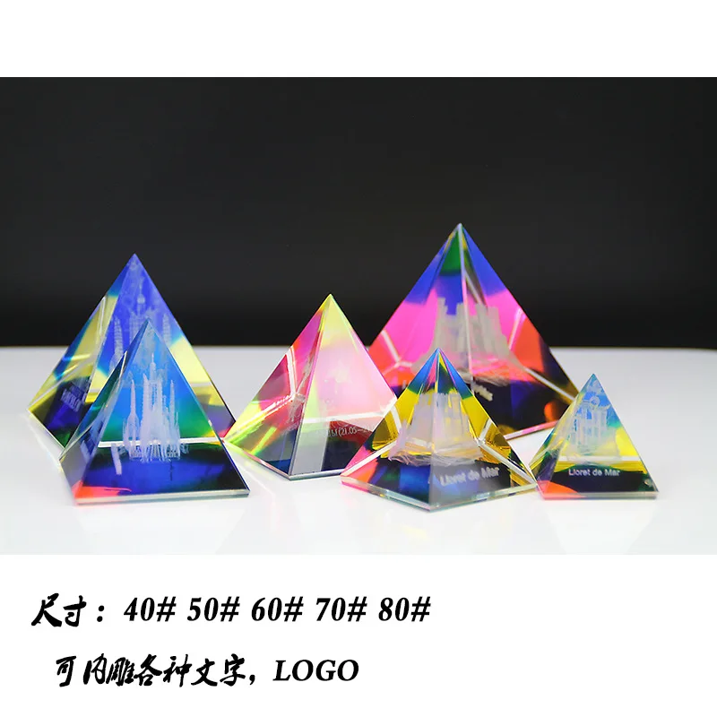 Colorful Pyramid Small Decoration Crystal Tower Meditation Crystal Crafts Feng Shui Energy Gift