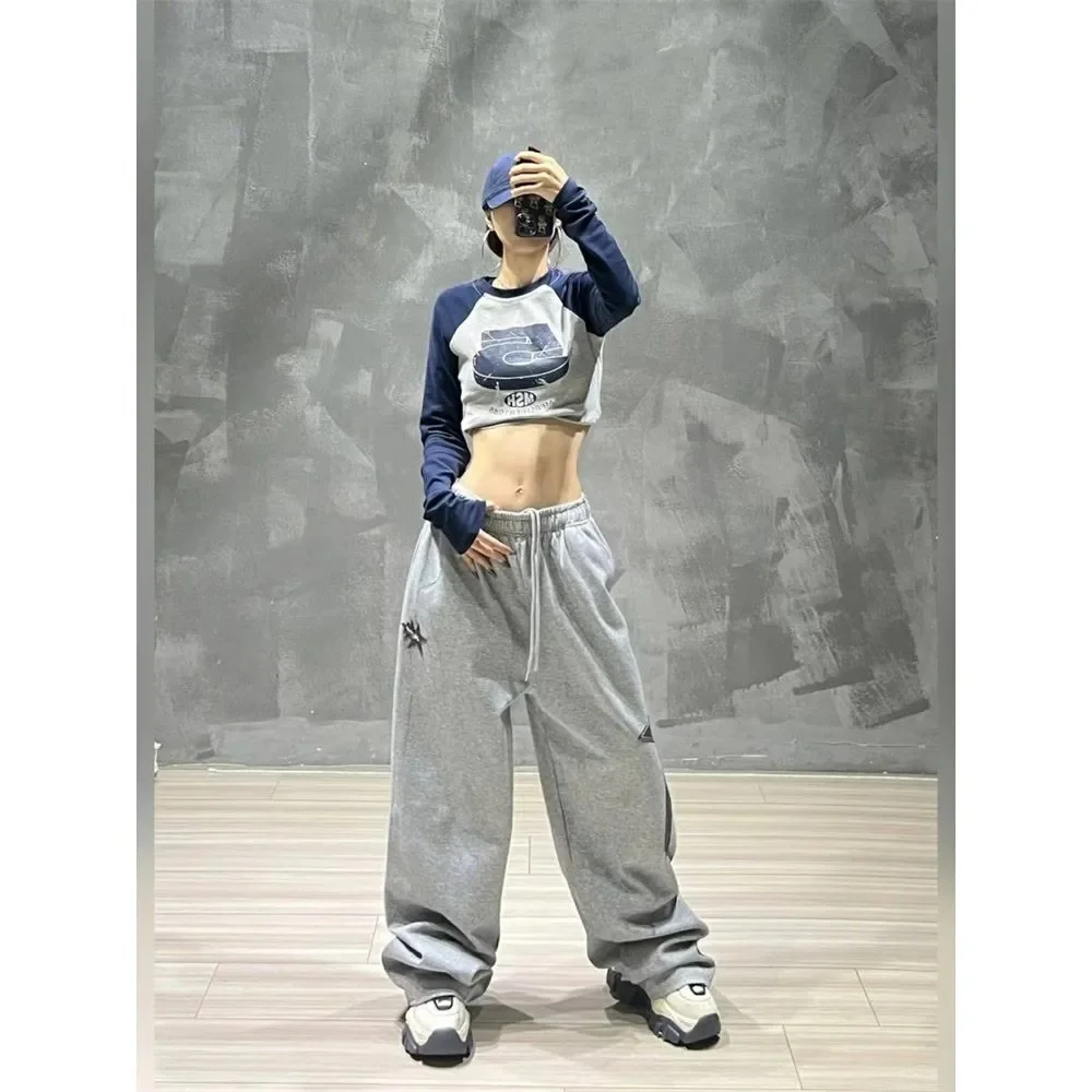 Hip Hop Five-point Star Pants Women Fashion High Waist Trousers Loose Jogging Sweatpants Casual Y2k Wide Leg Streetwear Trousers