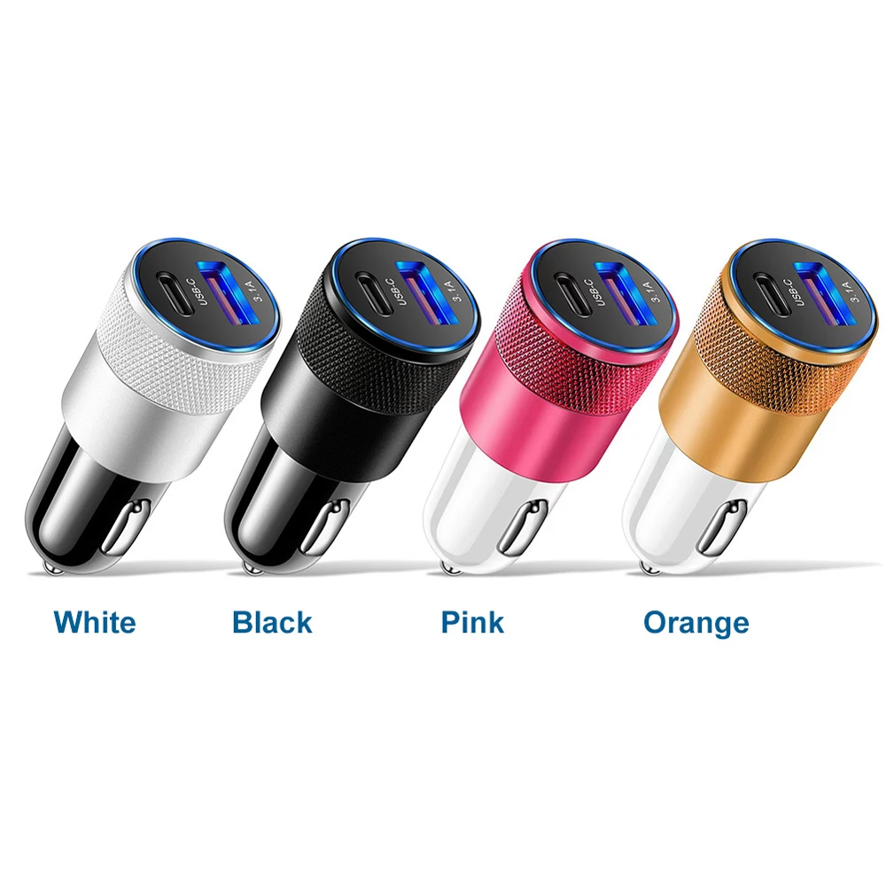 66W USB Car Charger Type C Fast Charging Phone Adapter For Xiaomi Huawei PD Phone Charger Car Adapter Socket Cigarette Lighter