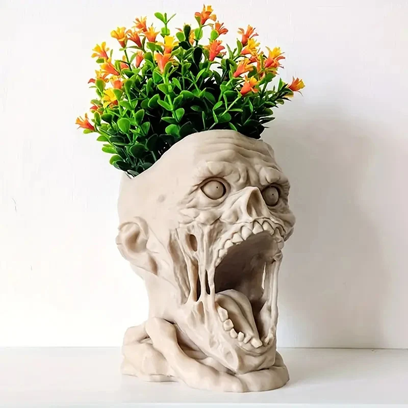 Scary Screaming Head Plant Pots Halloween Resin Solid Flower Pots Succulent Planter Home Garden Office Decoration Accessories