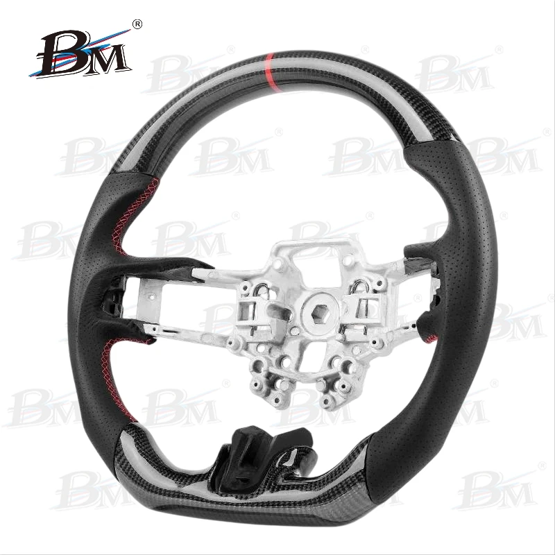 لفورد موستانج 2018 2019 2020 2021 2022 GT350 GT500 ألياف الكربون الحقيقية نظرة عجلة القيادة اكسسوارات السيارات مع عجلة التدفئة