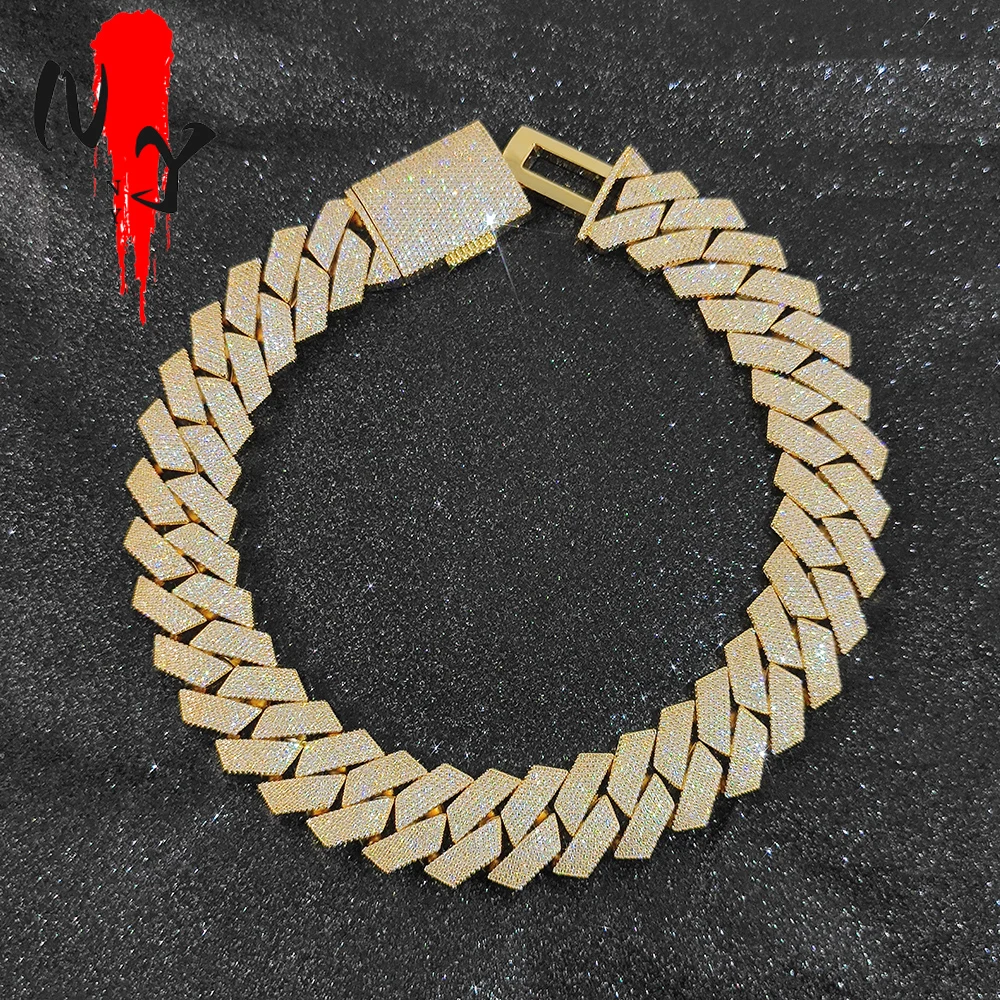 

NY 25mm Miami Iced Out Cuban Chain for Men Necklace Brass Cubic Zirconia Choker Fashion Hip Hop Rock Rapper Jewelry