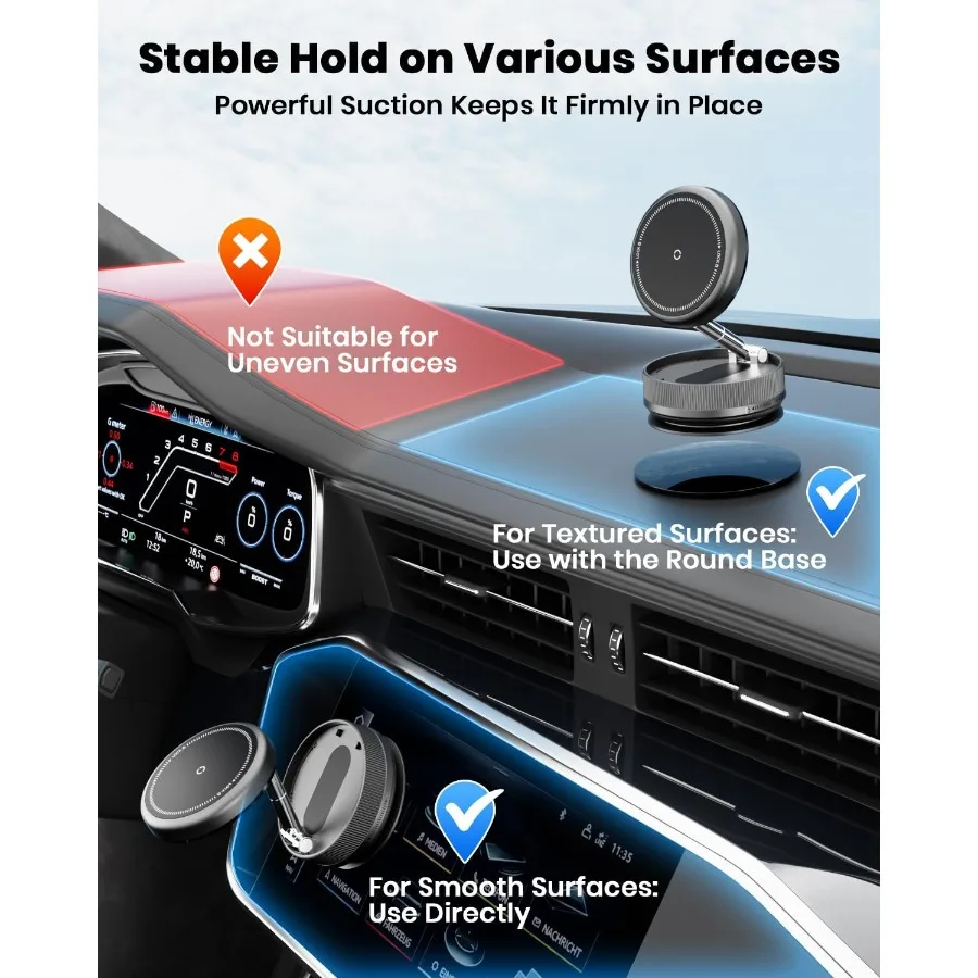 حامل هاتف السيارة المغناطيسي المطور 360 درجة لعام 2026 لـ Magsafe مع 96+ LBS أقوى شفط و2800gf أقوى مغناطيسي لـ #6