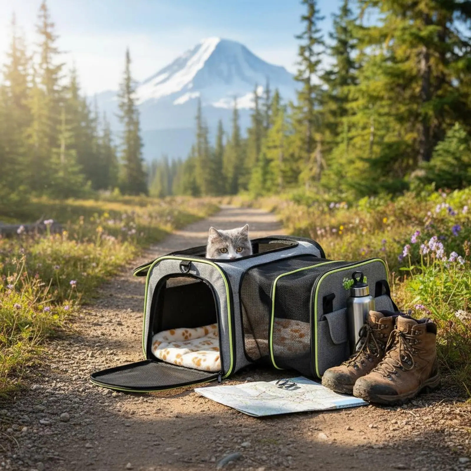 

Expandable Pet Backpack Easy to Clean Soft-Sided Cat Carrier Foldable Pet Transport Bag for Veterinarian Visits