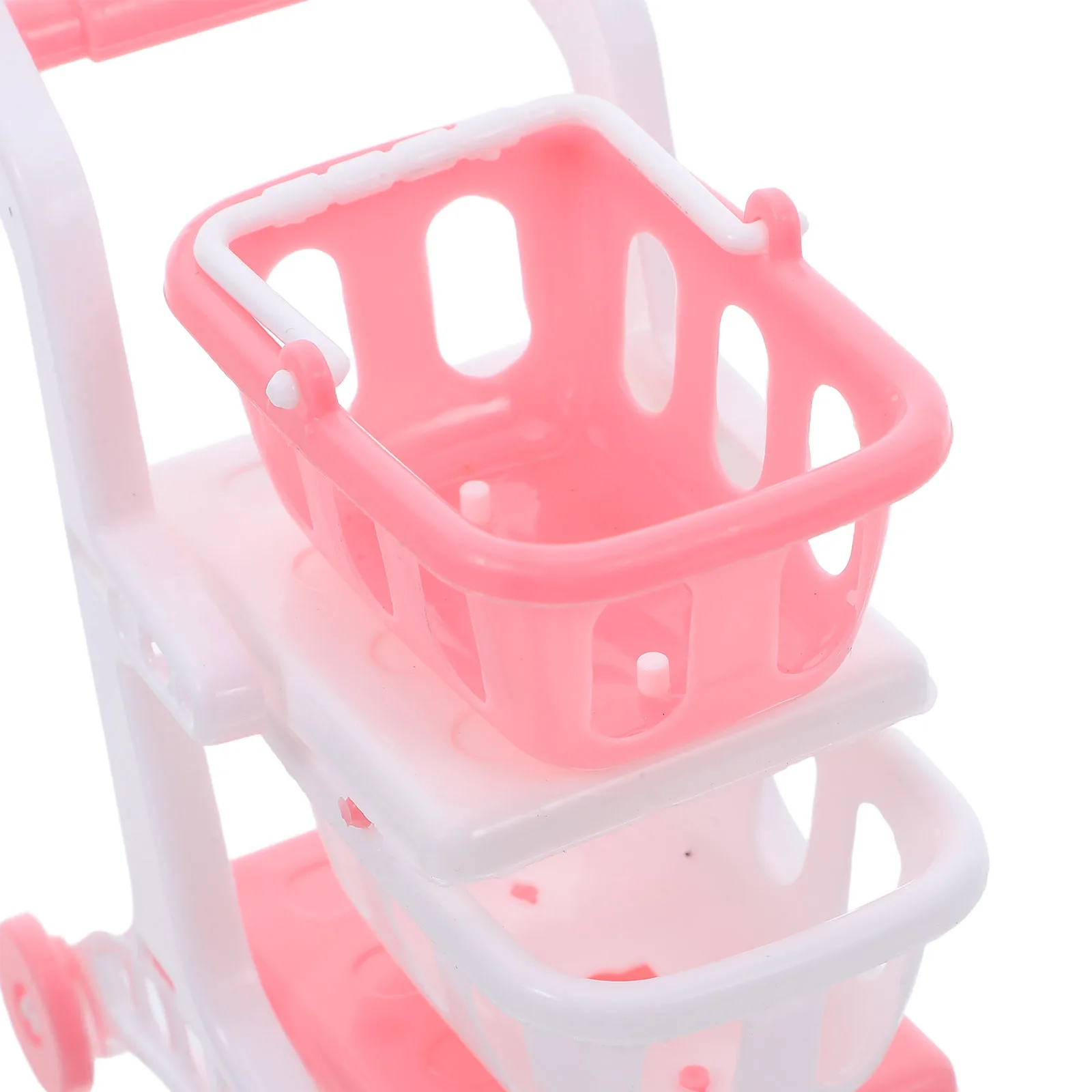 8個 子供用スーパーマーケットショッピングカート ミニ食料品カート 幼児向けごっこ遊び用 二層収納 軽量 屋内用