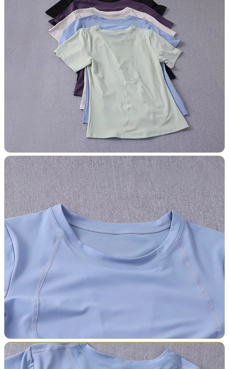 Atmungsaktives Mesh-Sport-T-Shirt für Damen, locker sitzendes, schnell trocknendes Yoga-Workout-Top, leichtes Sport-T-Shirt – Detail 1
