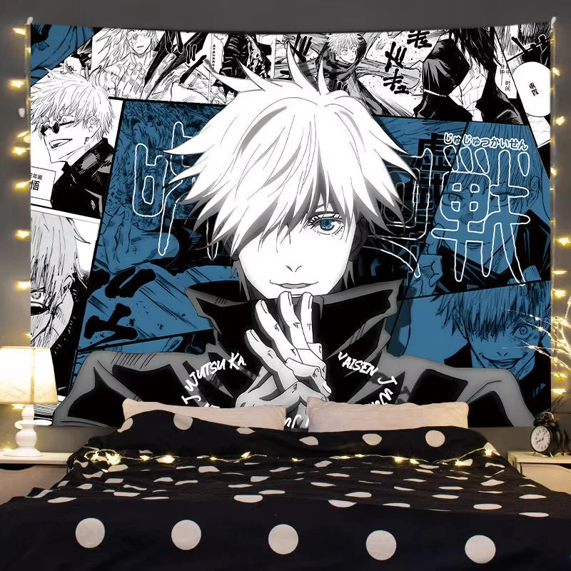 J-Jujutsu K-Kaisen Wandteppich – Gojo Satoru Anime-Wandkunst, Dekoration für Schlafzimmer und Heimwanddekoration