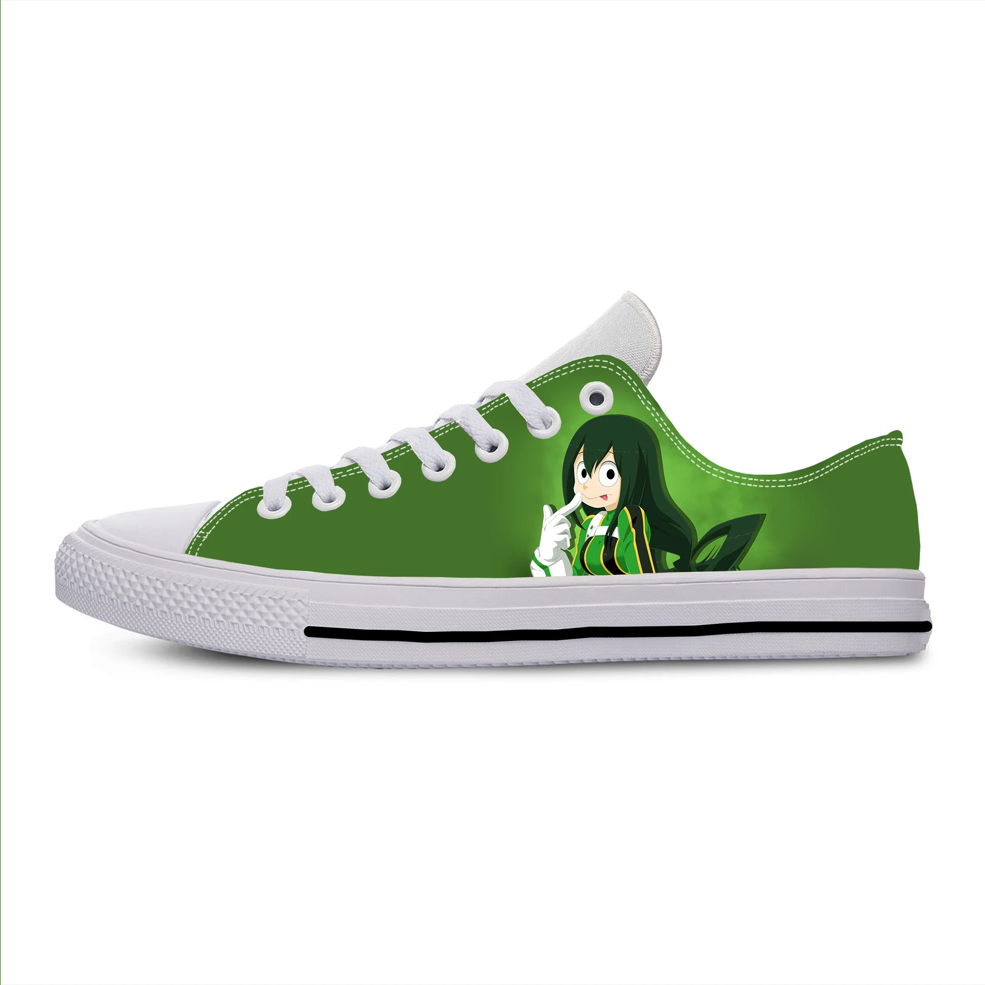 Sepatu Kasual Froppy Asui Tsuyu Anime Manga My Hero Academia Musim Panas Sneakers Pria Wanita Bersirkulasi Sepatu Papan Ringan Atasan Rendah